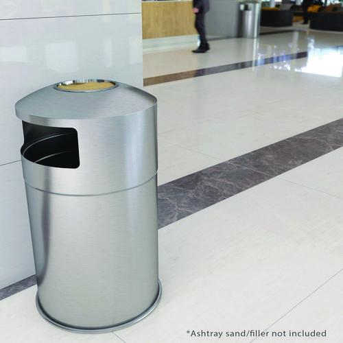Picture of Extra-Large Dual Side-Entry Trash Can, Indoor, 50 gal, Stainless Steel, Silver