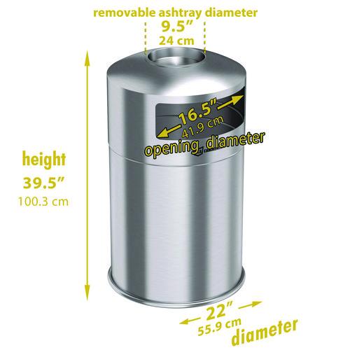 Picture of Extra-Large Dual Side-Entry Trash Can, Indoor, 50 gal, Stainless Steel, Silver