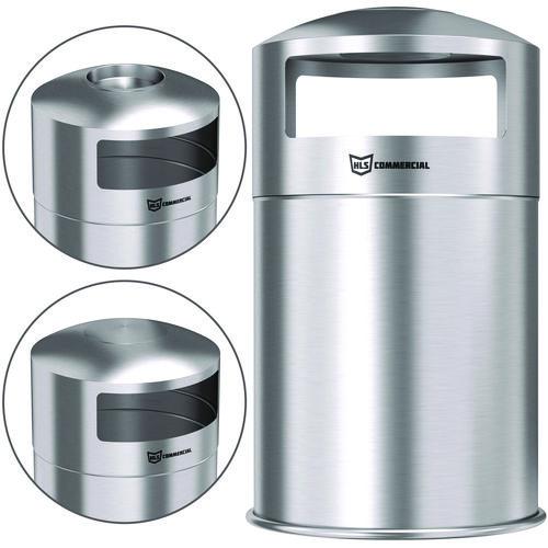 Picture of Extra-Large Dual Side-Entry Trash Can, Outdoor, 50 gal, Stainless Steel, Silver