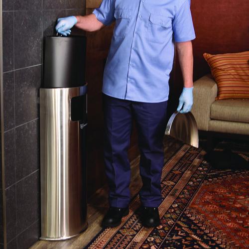 Picture of Side-Entry Trash Can with Wall Mount, 9 gal, Stainless Steel, Silver