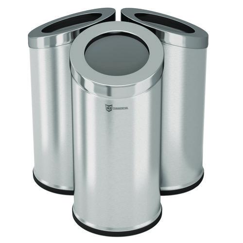 Picture of Beveled Open Top Trash Can, 15 gal, Stainless Steel, Silver