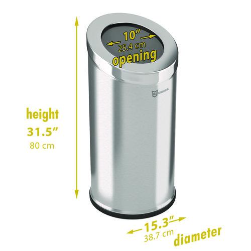 Picture of Beveled Open Top Trash Can, 15 gal, Stainless Steel, Silver