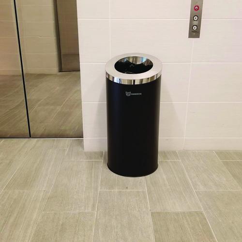 Picture of Beveled Open Top Trash Can, 15 gal, Stainless Steel, Black