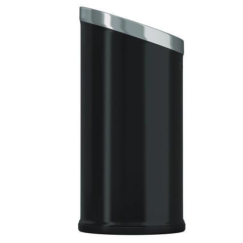 Picture of Beveled Open Top Trash Can, 15 gal, Stainless Steel, Black