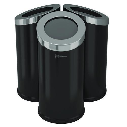 Picture of Beveled Open Top Trash Can, 15 gal, Stainless Steel, Black