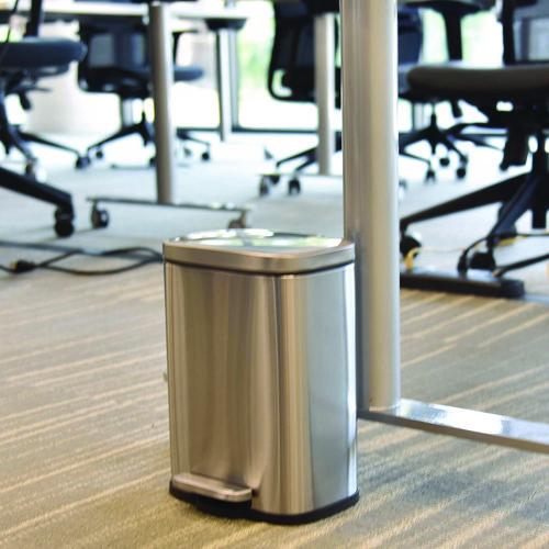 Picture of Step Pedal Trash Can, 1.3 gal, Plastic/Stainless Steel, Silver