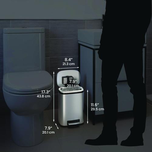 Picture of Step Pedal Trash Can, 1.3 gal, Plastic/Stainless Steel, Silver