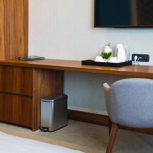 Picture of Step Pedal Trash Can, 3 gal, Plastic/Stainless Steel, Silver