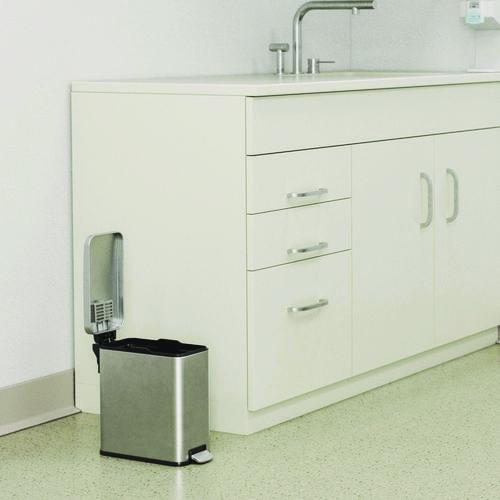 Picture of Step Pedal Trash Can, 3 gal, Plastic/Stainless Steel, Silver