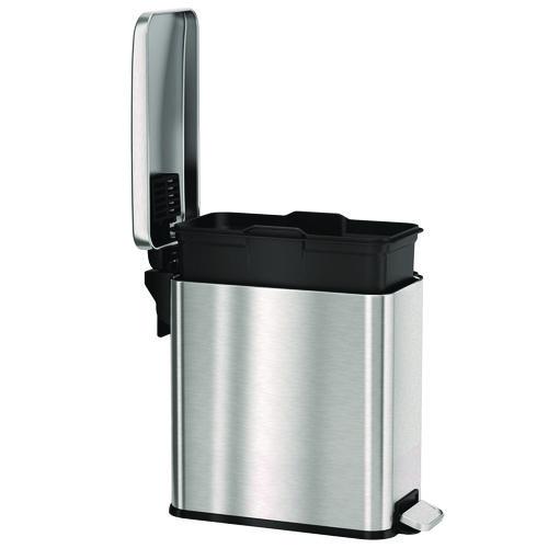 Picture of Step Pedal Trash Can, 3 gal, Plastic/Stainless Steel, Silver