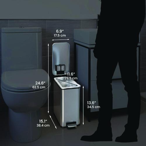 Picture of Step Pedal Trash Can, 3 gal, Plastic/Stainless Steel, Silver
