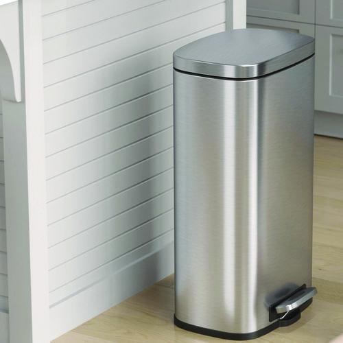 Picture of Step Pedal Trash Can, 8 gal, Plastic/Stainless Steel, Silver