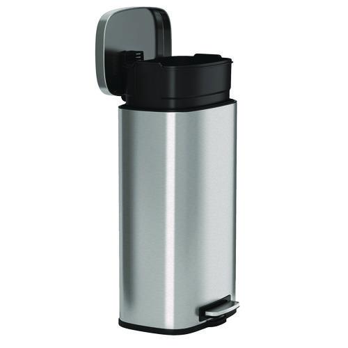 Picture of Step Pedal Trash Can, 8 gal, Plastic/Stainless Steel, Silver