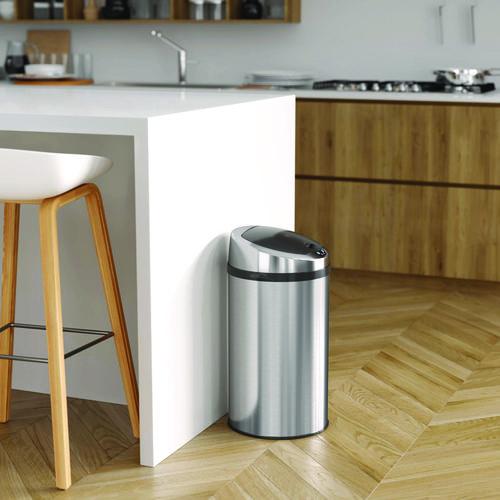 Picture of Sensor Trash Can, 8 gal, Plastic/Stainless Steel, Silver