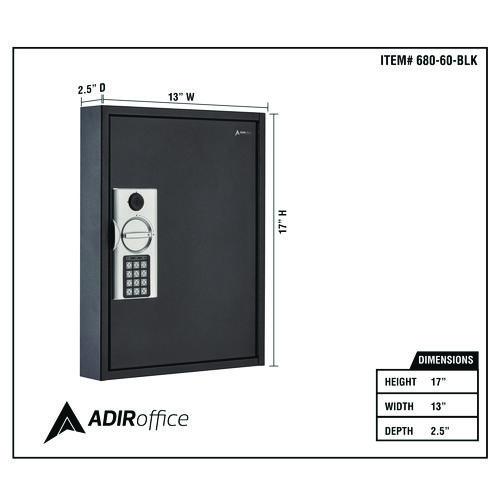 Picture of Steel Digital Lock Key Cabinet, 60-Key, 13 x 2.6 x 17, Stainless Steel 304, Black