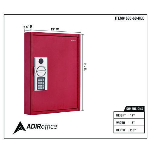 Picture of Steel Digital Lock Key Cabinet, 60-Key, 13 x 2.6 x 17, Stainless Steel 304, Red