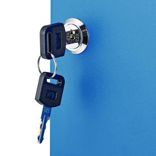 Picture of Steel Secure Key Cabinet with Key Lock, 48-Key, 7.1 x 3.1 x 10, Stainless Steel 304, Blue