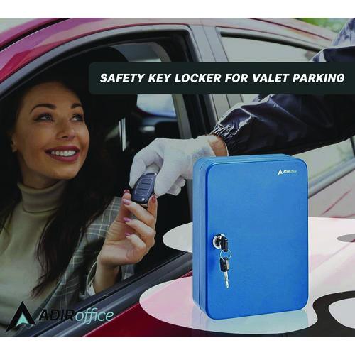 Picture of Steel Secure Key Cabinet with Key Lock, 48-Key, 7.1 x 3.1 x 10, Stainless Steel 304, Blue