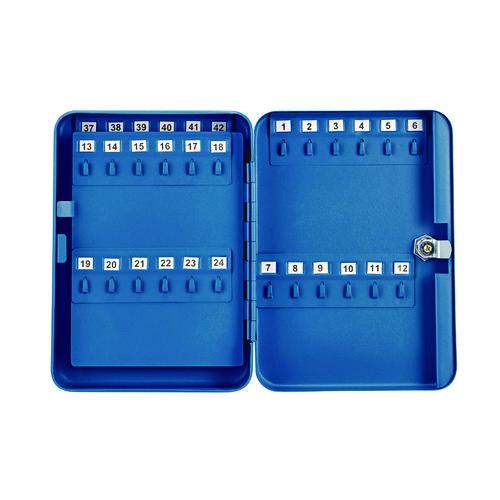 Picture of Steel Secure Key Cabinet with Key Lock, 48-Key, 7.1 x 3.1 x 10, Stainless Steel 304, Blue