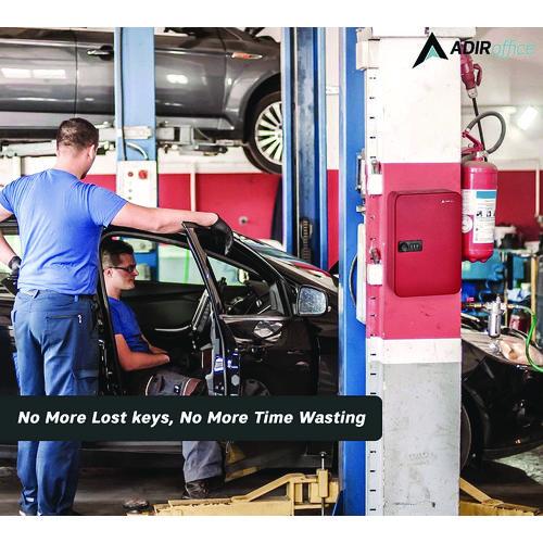 Picture of Steel Heavy-Duty Key Cabinet with Combination Lock, 48-Key, 7.1 x 3 x 10, Stainless Steel 304, Red