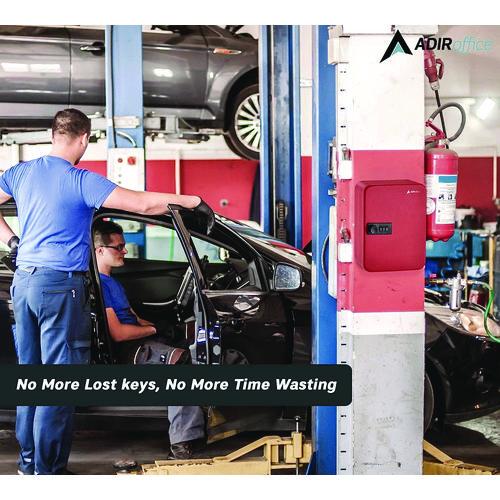 Picture of Steel Heavy-Duty Key Cabinet with Combination Lock, 30-Key, 6.4 x 3 x 8, Stainless Steel 304, Red