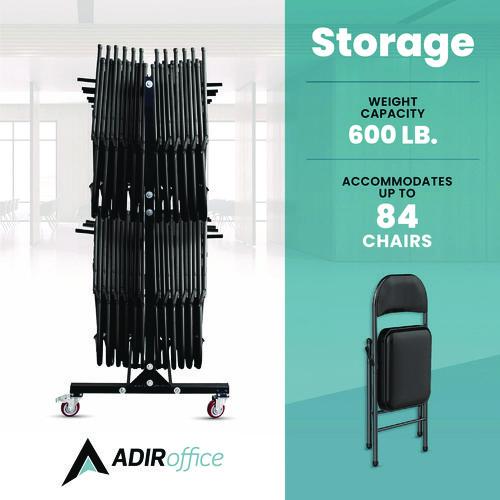 Picture of Steel Folding Chair Two-Tier Utility Cart, Metal, 1,000 lb Capacity, 33 x 65 x 68.5, Black