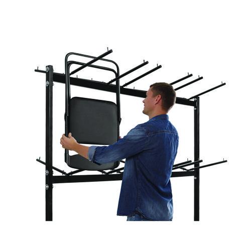 Picture of Steel Folding Chair Two-Tier Utility Cart, Metal, 1,000 lb Capacity, 33 x 65 x 68.5, Black