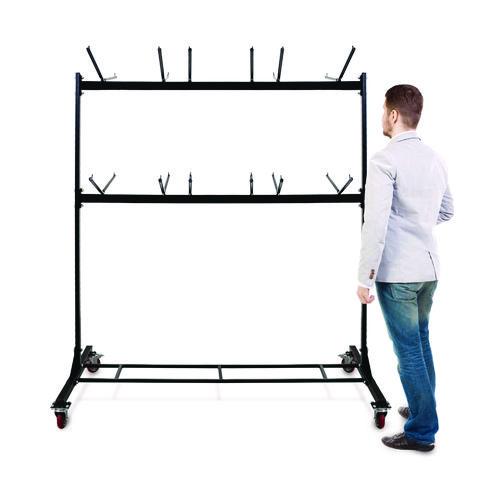 Picture of Steel Folding Chair Two-Tier Utility Cart, Metal, 1,000 lb Capacity, 33 x 65 x 68.5, Black