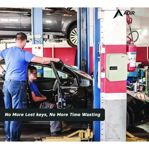 Picture of Steel Heavy-Duty Key Cabinet with Combination Lock, 30-Key, 6.4 x 3 x 8, Stainless Steel 304, White