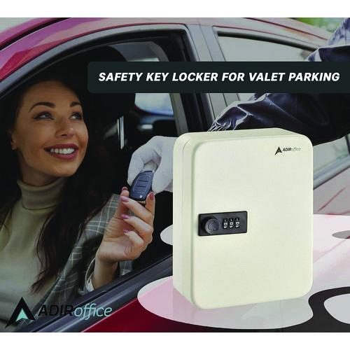 Picture of Steel Heavy-Duty Key Cabinet with Combination Lock, 30-Key, 6.4 x 3 x 8, Stainless Steel 304, White