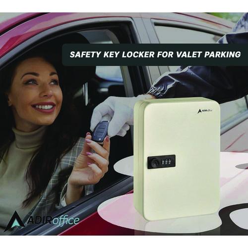 Picture of Steel Heavy-Duty Key Cabinet with Combination Lock, 48-Key, 7.1 x 3 x 10, Stainless Steel 304, White