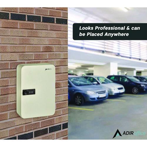 Picture of Steel Heavy-Duty Key Cabinet with Combination Lock, 48-Key, 7.1 x 3 x 10, Stainless Steel 304, White