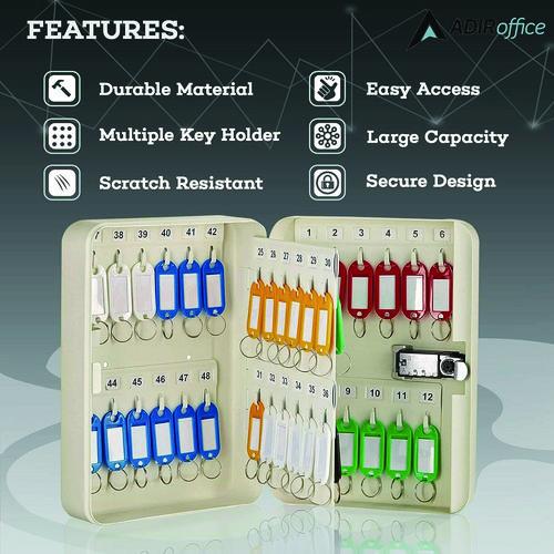 Picture of Steel Heavy-Duty Key Cabinet with Combination Lock, 48-Key, 7.1 x 3 x 10, Stainless Steel 304, White