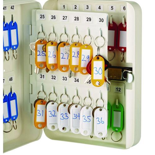 Picture of Steel Heavy-Duty Key Cabinet with Combination Lock, 48-Key, 7.1 x 3 x 10, Stainless Steel 304, White