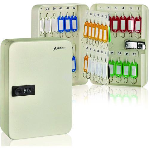 Picture of Steel Heavy-Duty Key Cabinet with Combination Lock, 48-Key, 7.1 x 3 x 10, Stainless Steel 304, White