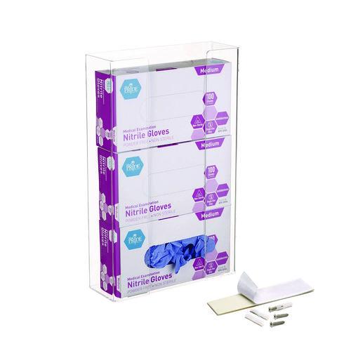 Picture of Acrylic Glove Dispenser, Triple Box Capacity, 10.2 x 3.5 x 16.1, Clear
