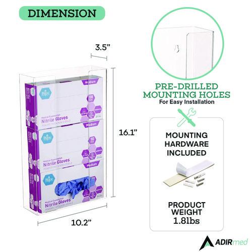 Picture of Acrylic Glove Dispenser, Triple Box Capacity, 10.2 x 3.5 x 16.1, Clear