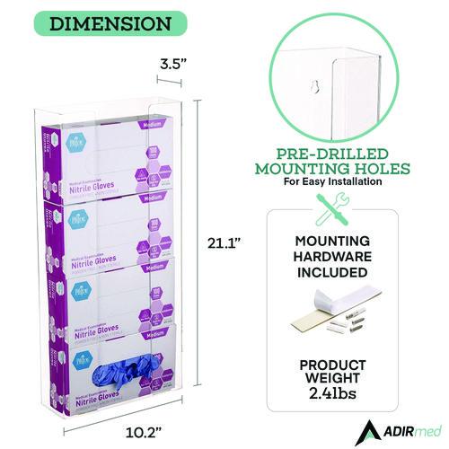 Picture of Acrylic Glove Dispenser, Quad Box Capacity, 10.2 x 3.5 x 21.1, Clear