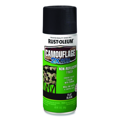 Picture of Camouflage Spray Paint, Flat Black, 12 oz Aerosol Can, 6/Carton