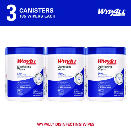 Picture of Disinfecting Wipes, 1-Ply, 5.16 x 8.5, Fresh Scent, White, 185 Sheets/Canister, 3 Canisters/Carton