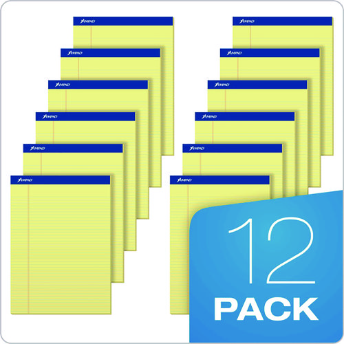 Picture of Perforated Writing Pads, Narrow Rule, 50 Canary-Yellow 8.5 x 11.75 Sheets, Dozen