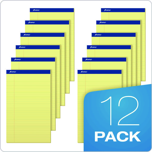 Picture of Perforated Writing Pads, Wide/Legal Rule, 50 Canary-Yellow 8.5 x 14 Sheets, Dozen