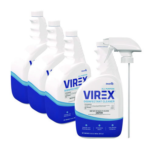 Picture of Virex All-Purpose Disinfectant Cleaner, Lemon Scent, 32 oz Spray Bottle, 4/Carton