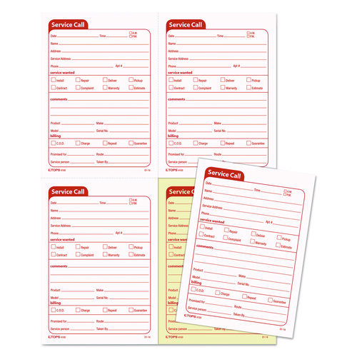 Picture of Service Call Book, Two-Part Carbonless, 5.5 x 3.88, 4 Forms/Sheet, 200 Forms Total