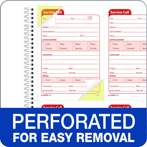 Picture of Service Call Book, Two-Part Carbonless, 5.5 x 3.88, 4 Forms/Sheet, 200 Forms Total