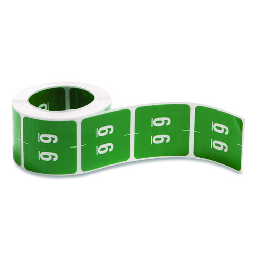 Picture of Numerical End Tab File Folder Labels, 6, 1.5 x 1.5, Green, 250/Roll