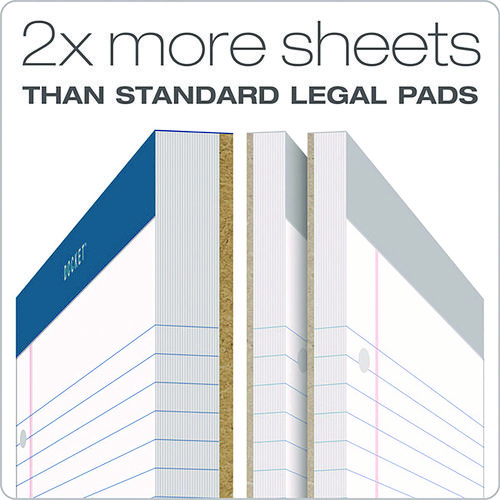 Picture of Double Docket Ruled Pads with Extra Sturdy Back, Medium/College Rule, 100 White 8.5 x 11.75 Sheets