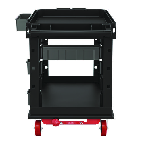 Picture of Heavy Duty Plus Utility Cart, Plastic, 2 Shelves, 6 Bins, Capacity, 26.5" x 48.78" x 34.81", Black