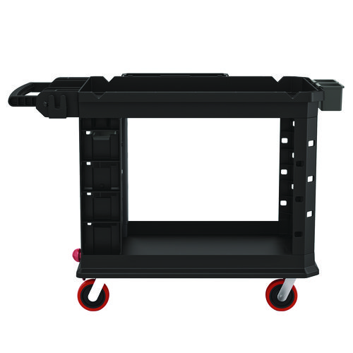 Picture of Heavy Duty Plus Utility Cart, Plastic, 2 Shelves, 6 Bins, Capacity, 26.5" x 48.78" x 34.81", Black