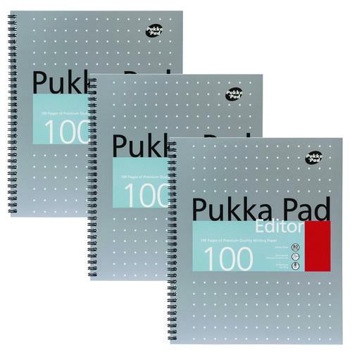Picture of Letter Size Notebook, 1-Subject, Medium/College Rule, Silver/White Cover, (50) 11 x 8.5 Sheets, 3/Pack